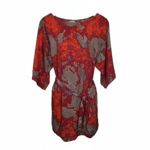 Walter Baker W118 Abstract Print Mini Dress Sheath Red Gray Size Small